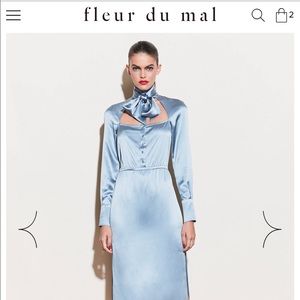 NWT Fleur Du Mal Tie Neck Décolleté Dress